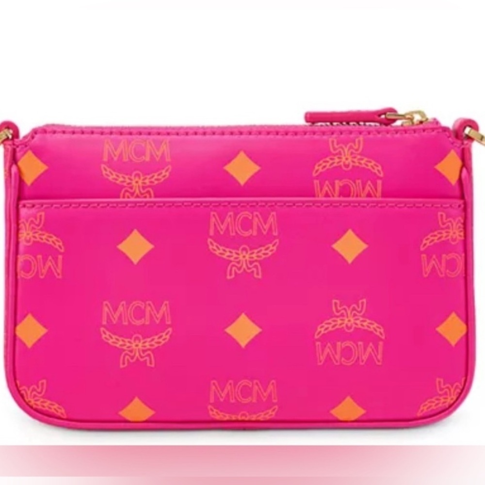 MCM Mini Color Splash Logo Pouch-On-Chain - Picture 3 of 11